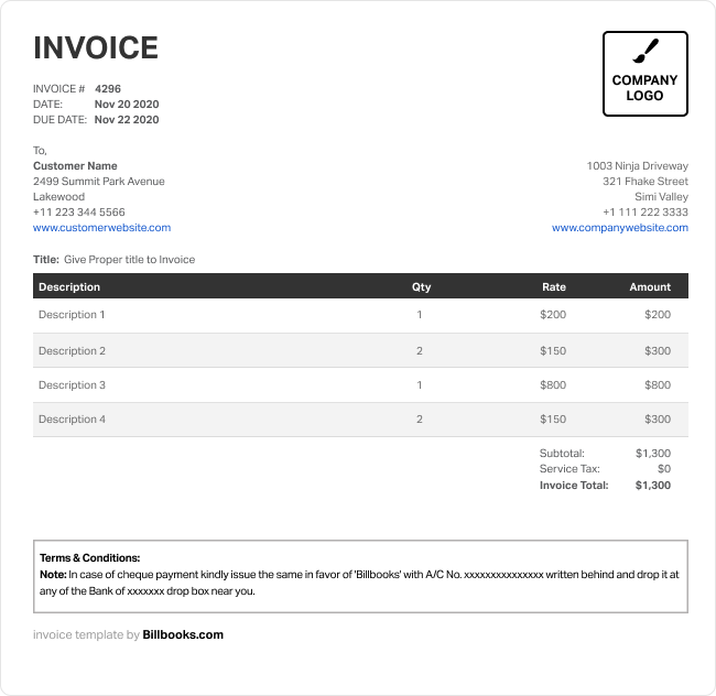 How To Write An Invoice For Services Rendered Billbooks